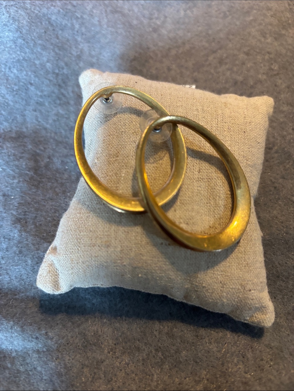 Stella & Dot Brushed Gold Oval Drop Earrings